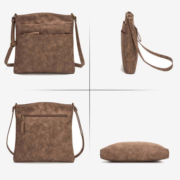 Umhängetaschen für Damen, mittlere Größe, 3 Reißverschlüsse, Schulterhandtasche aus Leder