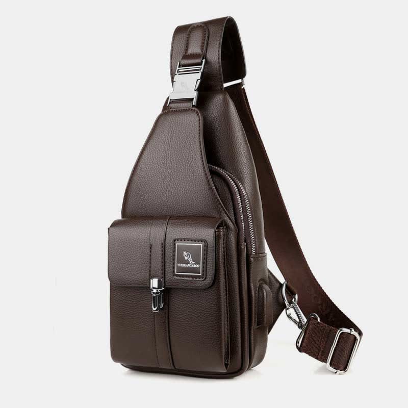 Herren Leder Schultertasche Mehrzweck Casual Bag Brusttasche Umhängetasche