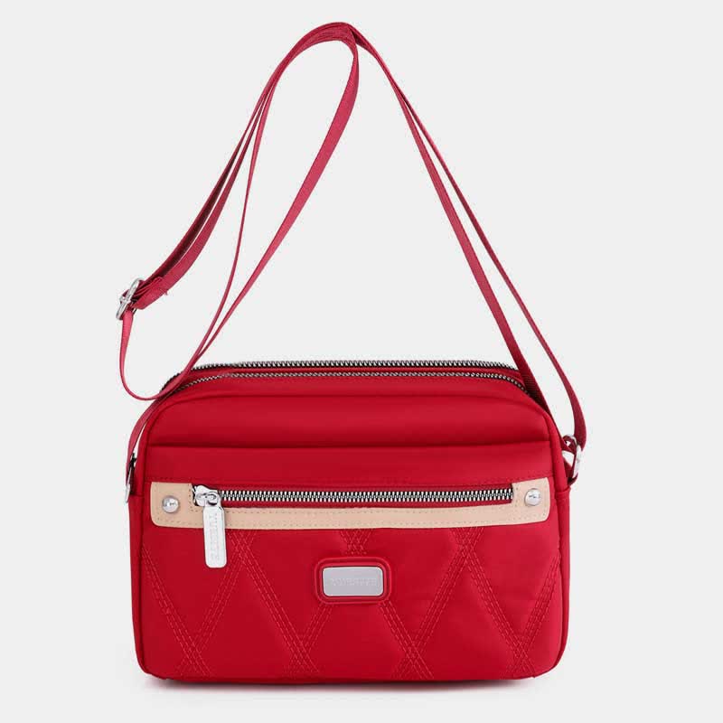 Wasserdichte Umhängetasche für Damen, Doppelreißverschluss, Nylon, Handtasche, Schultertasche