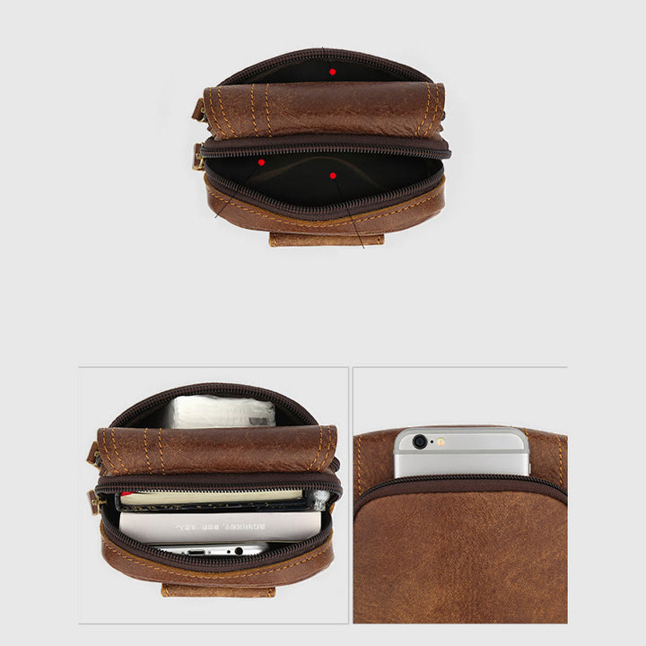Gürteltasche für Herren, für den täglichen Gebrauch im Freien, Retro-Gürtelschlaufen aus echtem Leder