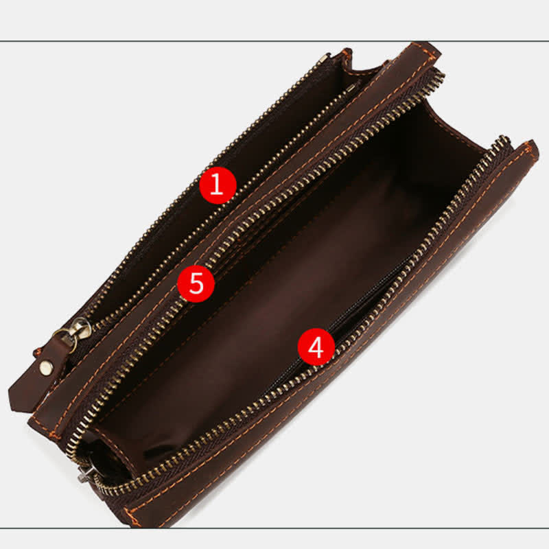 Große Kapazität Leder Männer Clutch Handtasche lange Brieftasche Handytasche