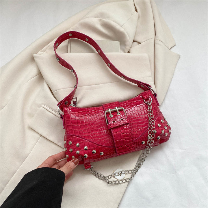 Umhängetasche für Damen, Krokodilmuster, Retro-Punk-Partytasche