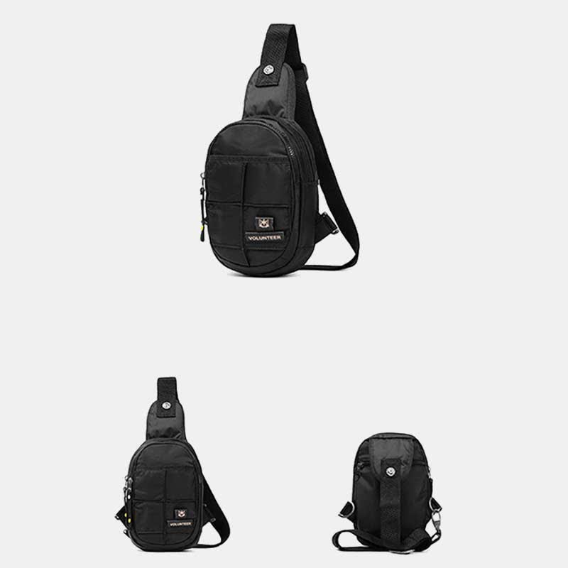 Outdoor-Sport-Sling-Brusttasche aus Segeltuch mit Doppelreißverschluss, für Reisen und Wandern