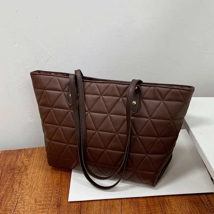 Große Kapazität Tragetaschen Gesteppte Leder Schultertasche Damen Handtasche