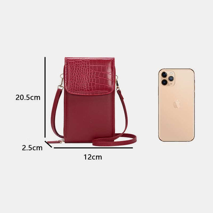 Schlanke, leichte Umhängetasche aus Leder für Damen, Handytasche, Kreditkartenhalter