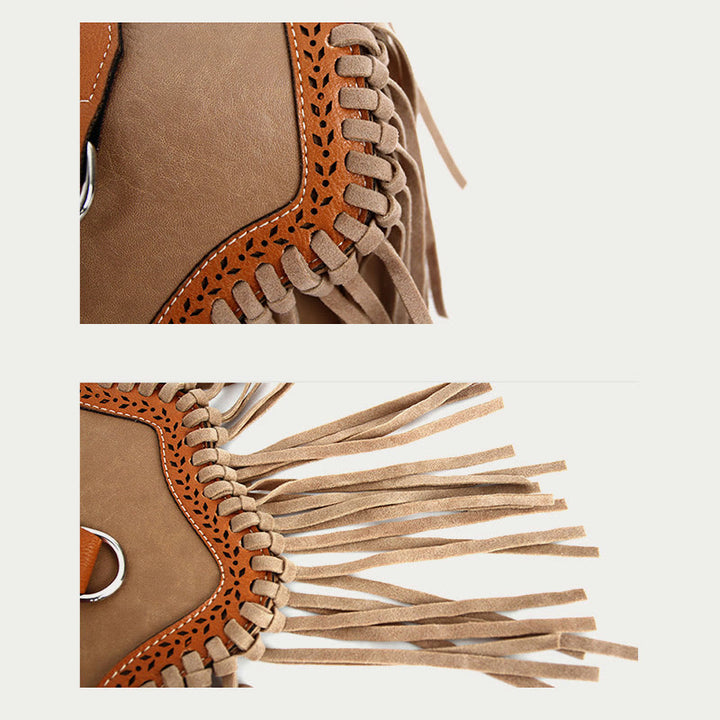 Bohemia Umhängetasche für Damen, Vintage, Quaste, Umhängetasche
