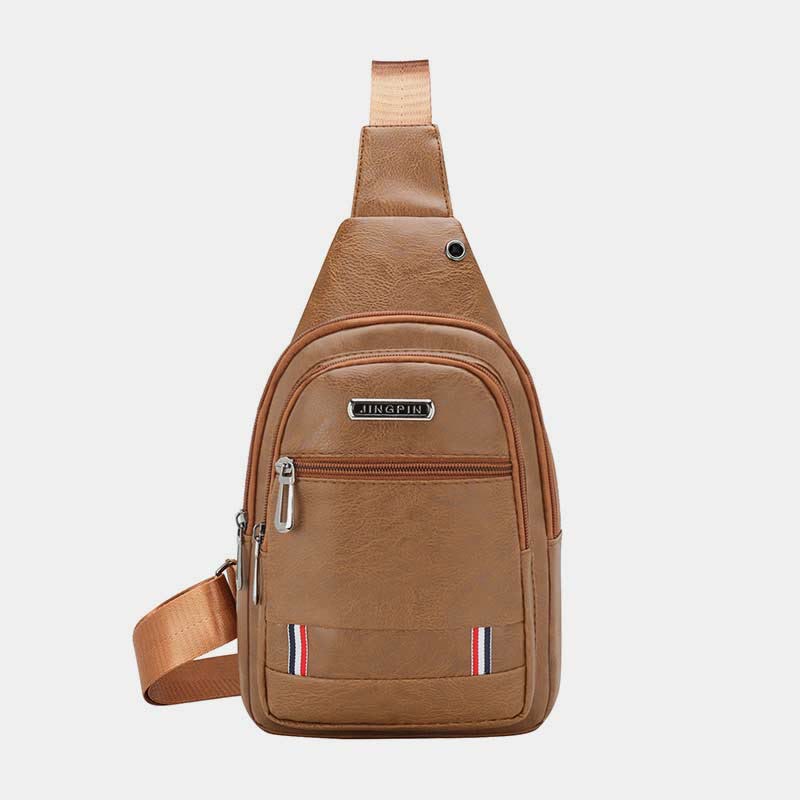 Sling Bag für Herren, wasserdichte Business-Umhängetasche aus braunem Leder