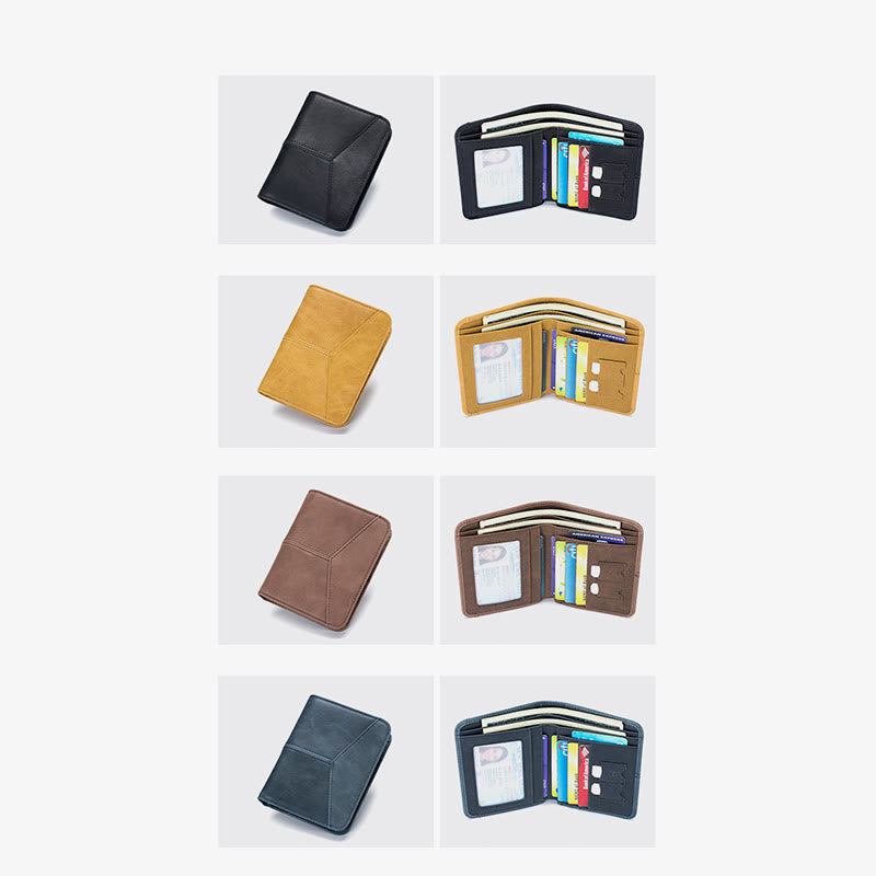 Herren RFID Bifold Trifold Geldbörse Einfarbige Leder Multifunktionale Geldbörse