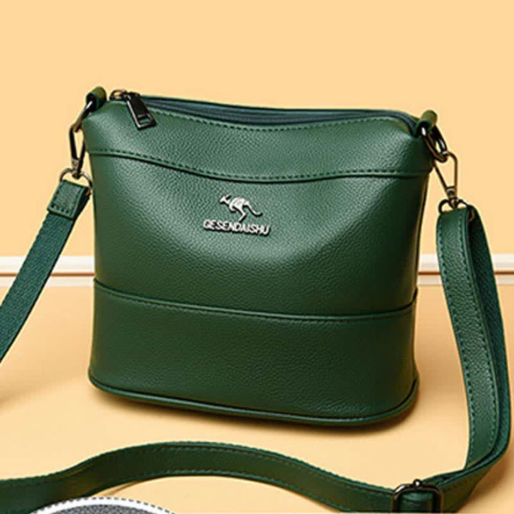 Leder-Beuteltasche für Damen, kleine Umhängetasche mit Crossbody-Gurt