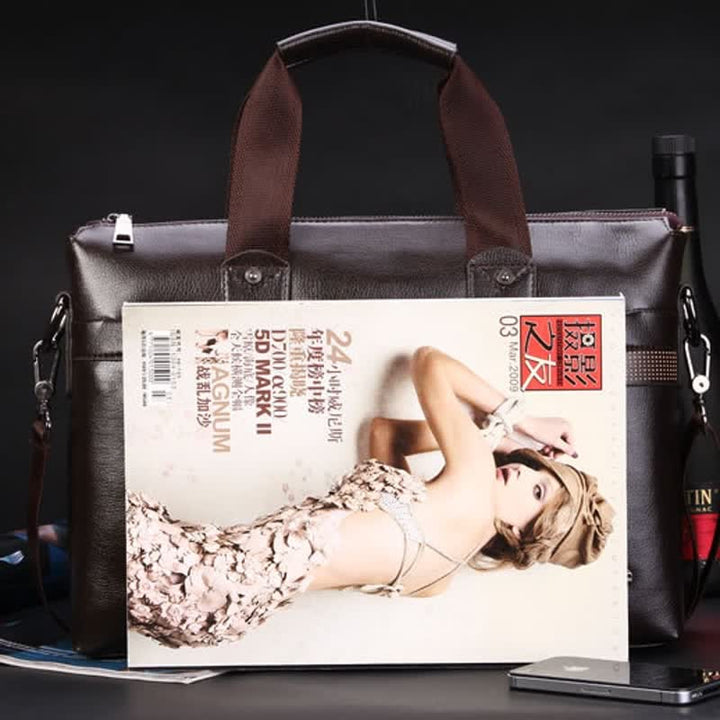 Herren Business Aktentasche Laptop Schultertasche Leder Messenger Bag