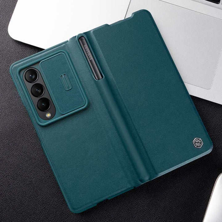 Leder-Handyhülle für Samsung Galaxy Z Fold 4 5G mit S Pen-Hülle