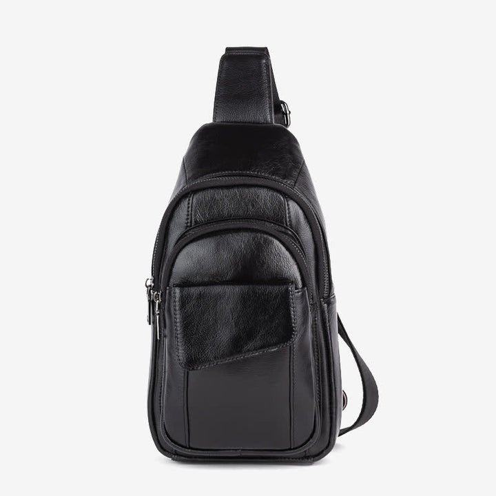 Sling-Rucksack aus echtem Leder, Retro, Mehrzweck-Umhängetasche, Schultertasche, Brusttasche
