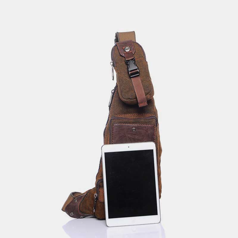 Sling Bag für Herren, schwarze Vintage-Business-Umhängetasche aus Canvas