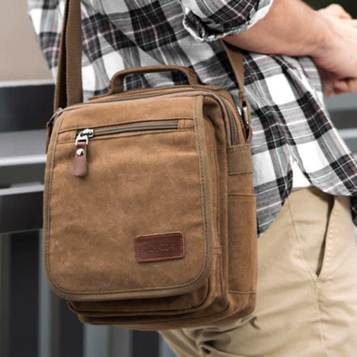 Retro Canvas Messenger Bag Multifunktionale Business Umhängetasche für Herren