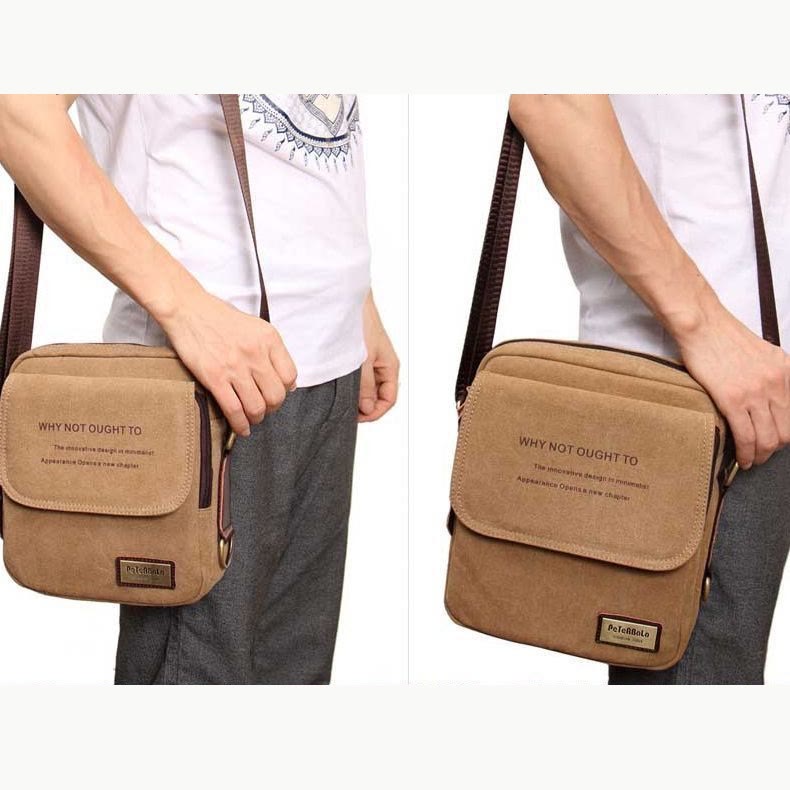 Verdickte Canvas-Tasche für Herren, bedeutende Umhängetasche mit dickem Riemen