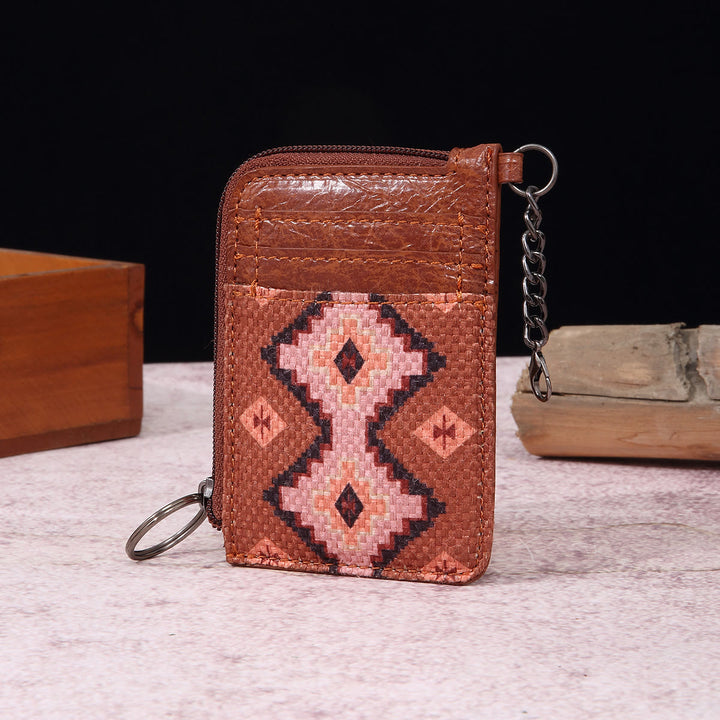 Vintage Kartenhalter für Damen Bohemian Baumwoll Leinen Kette Geldbörse