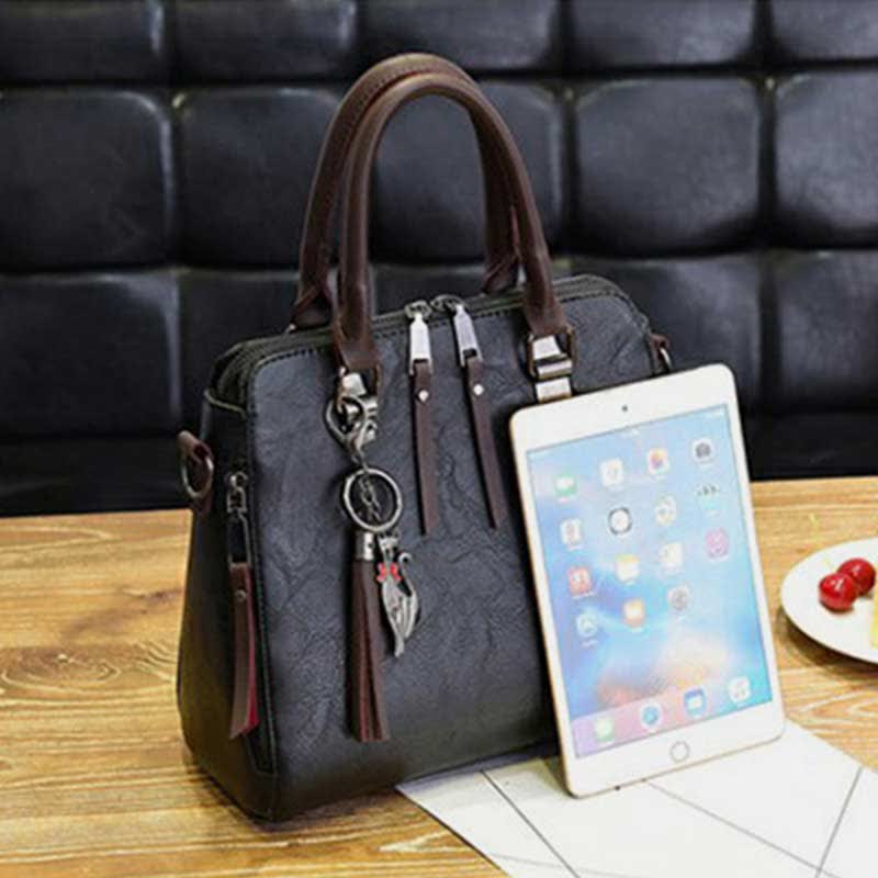 Handtaschen Geldbörsen für Frauen Vegan Leder Top-Griff Schultertasche mit Reißverschluss