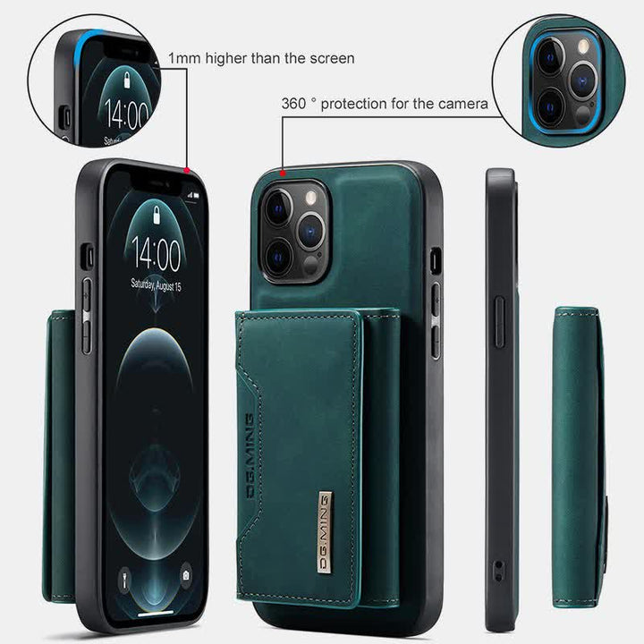 2 in 1 magnetische Brieftasche Handyhülle für iPhone PU Leder Trifold Brieftasche Hülle