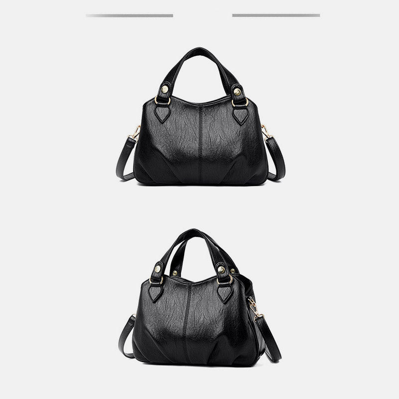 Damen Dreifach-Umhängetasche aus Leder mit Henkel oben, Umhängetasche, Handtasche