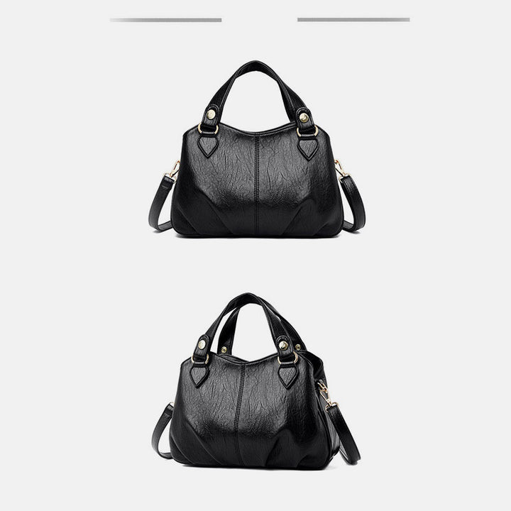 Damen Dreifach-Umhängetasche aus Leder mit Henkel oben, Umhängetasche, Handtasche