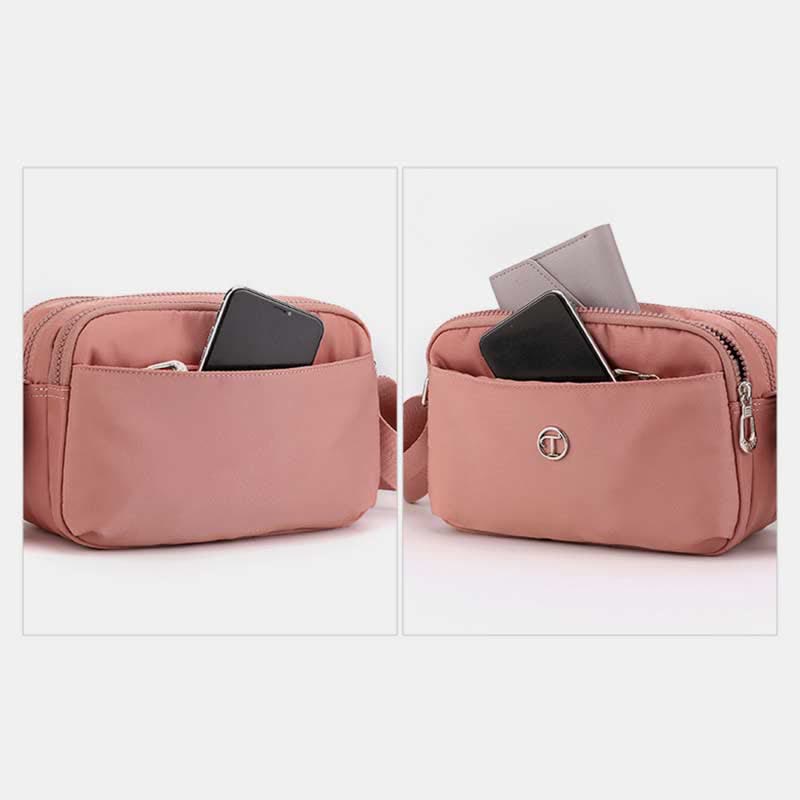 Kleine Umhängetasche mit dreifachem Reißverschluss für Damen, leichte, lässige Schultertasche