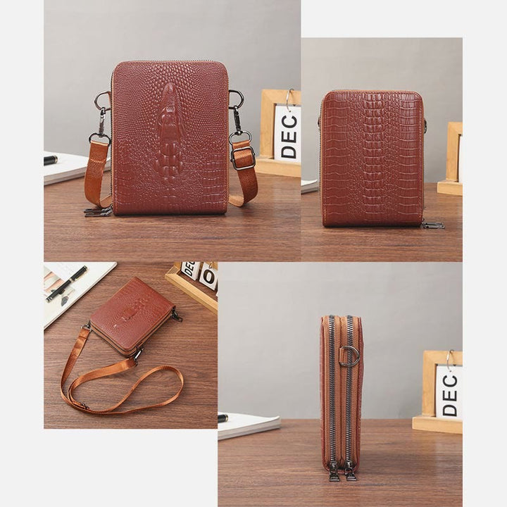 Handytasche mit abnehmbarem Riemen für Damen, Umhängetasche aus geprägtem Leder