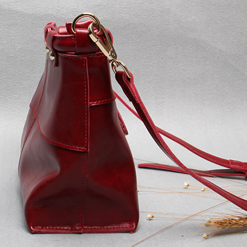 Top-Griff-Tasche für Damen, genietete Umhängetasche aus Rindsleder