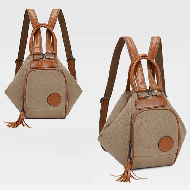 Multifunktionaler Damen-Rucksack mit Quastendekor, tragendem Canvas, Reise-Tagesrucksack