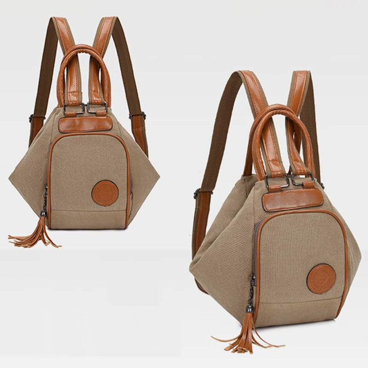 Multifunktionaler Damen-Rucksack mit Quastendekor, tragendem Canvas, Reise-Tagesrucksack