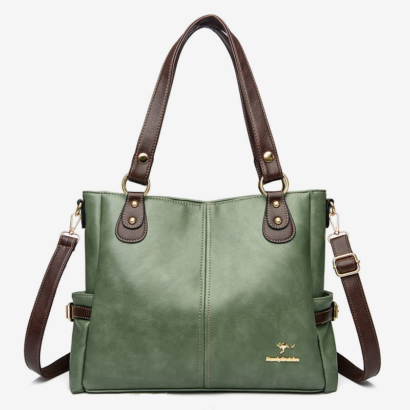 Helle Farbe Handtasche Tote Frauen Dating Große Umhängetasche Leder Geldbörse - DunkelMeerGrün - image 16