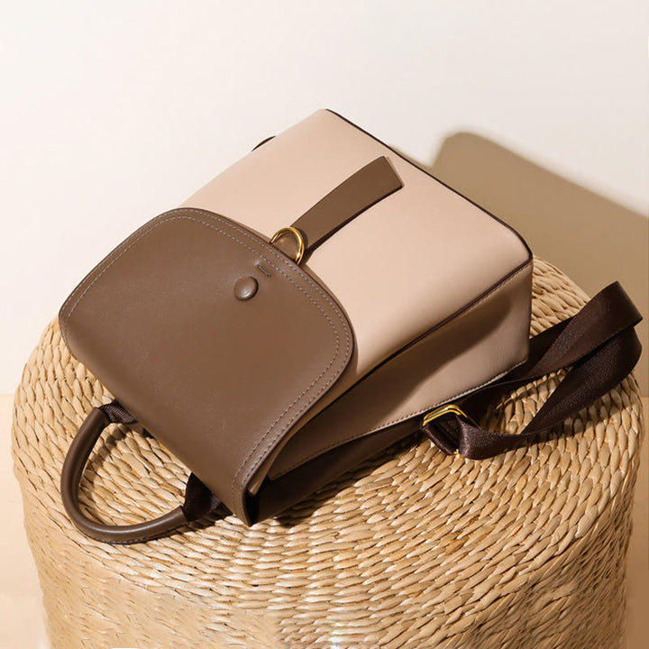 Minimalistischer Rucksack Farbkontrast Robustes veganes Leder Kleiner Tagesrucksack