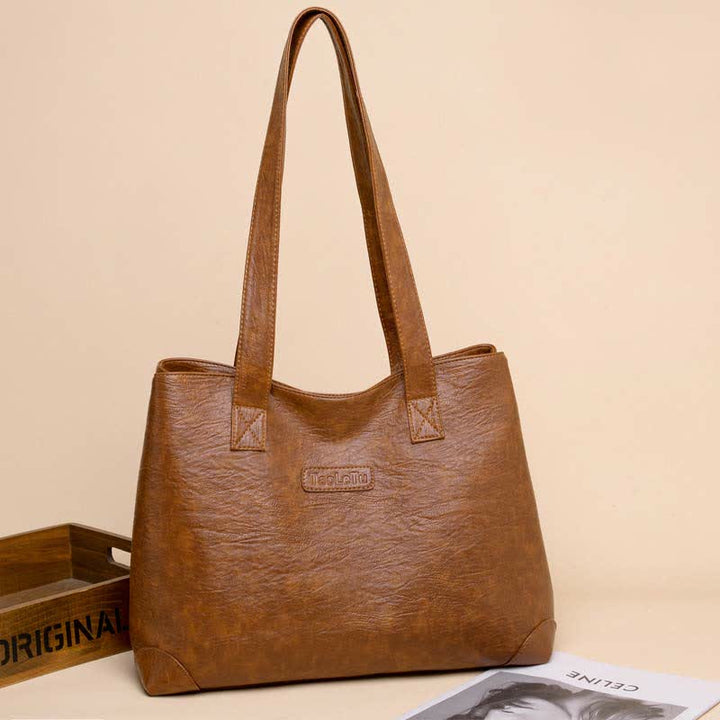 Damen Handtasche aus weichem Kunstleder mit zwei Fächern, Schultertasche