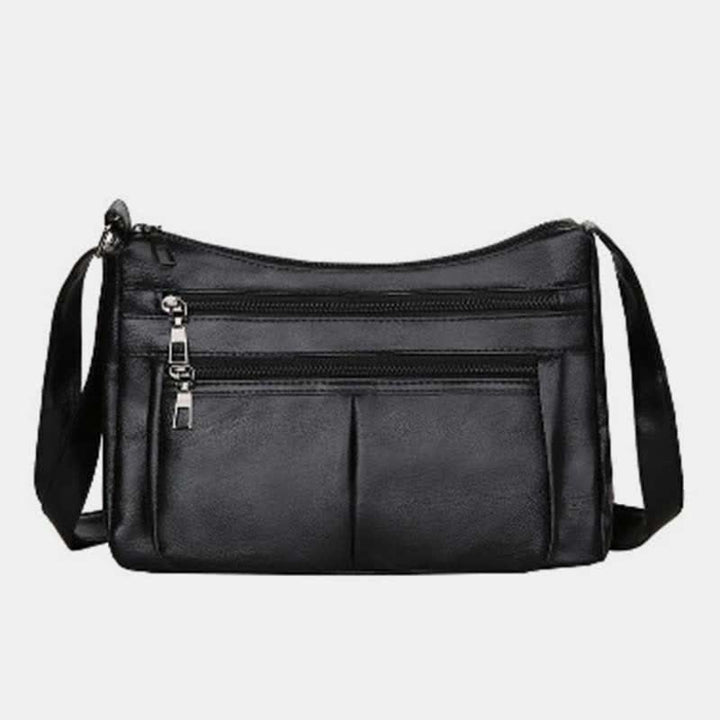 Umhängetasche mit 3 Reißverschlüssen für Damen, leichte, wasserdichte Schultertasche aus Leder