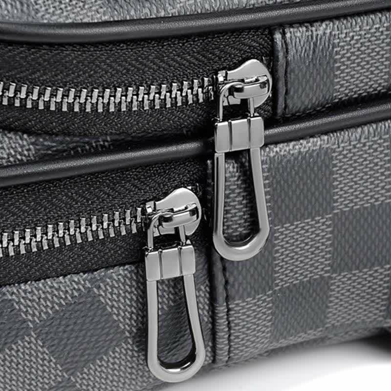 Lässiger Tagesrucksack aus Leder, Schultertasche, Brusttasche mit USB-Ladeanschluss