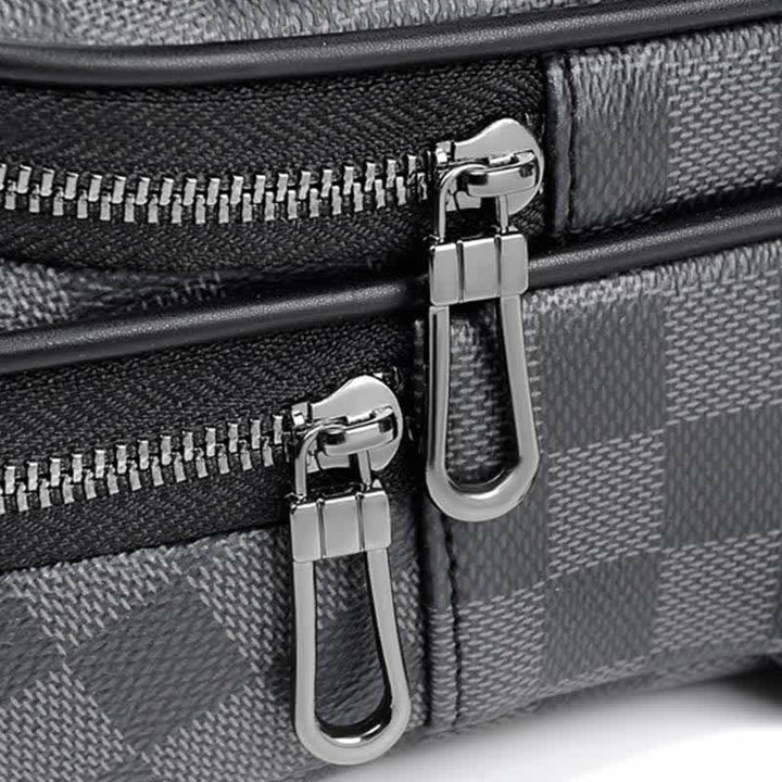 Lässiger Tagesrucksack aus Leder, Schultertasche, Brusttasche mit USB-Ladeanschluss