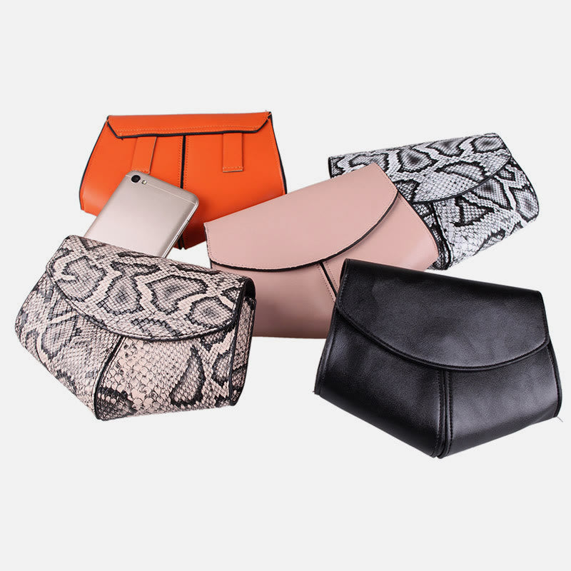 Gürteltasche aus Schlangenhautleder für Damen, veganes Leder