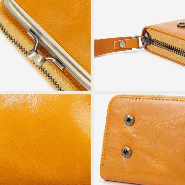 Geldbörse aus echtem Leder, Geldbörse mit abnehmbarer Tasche