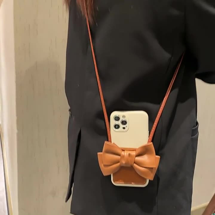Süße Handyhülle aus Leder mit Schleife und Kartenfach