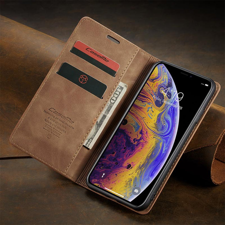 Leder-Handytasche, Handytasche für iPhone, Samsung, mit Kartenhalter, Geldscheinfach