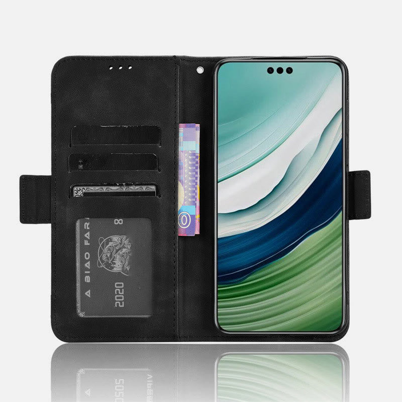 Huawei Mate 60 Clamshell-Telefonhülle aus Leder mit mehreren Kartenfächern