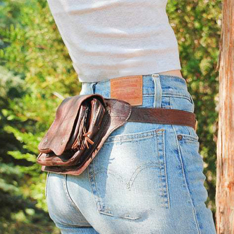 Retro Leder Hüfttasche Damen Schultertasche Hüftgürtel