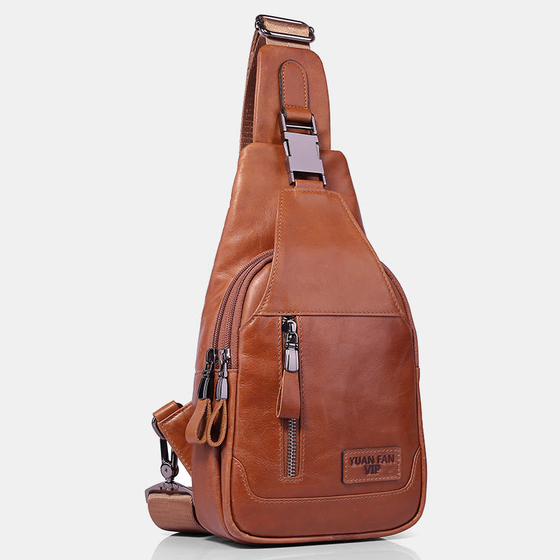 Multifunktions-Schultertasche aus echtem Leder im Vintage-Stil