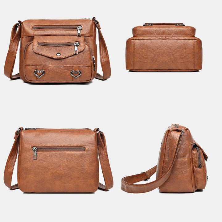 Herz Dekor Umhängetasche Retro Kunstleder Damen Schultertasche