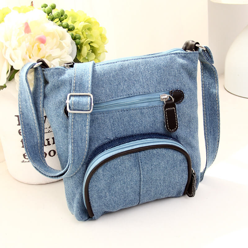 Multifunktionale Umhängetasche aus Denim im Vintage-Stil