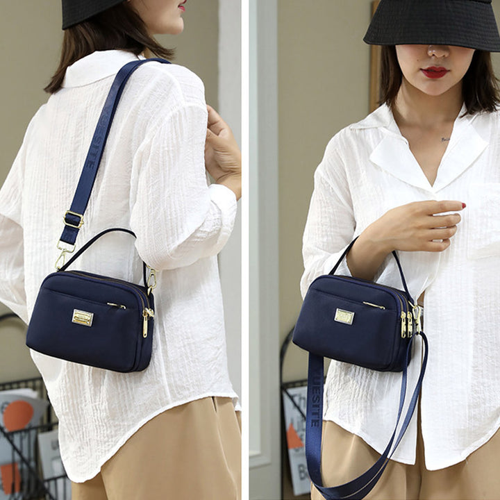 Leichte Umhängetasche aus Nylon mit mehreren Taschen für Damen, 3-lagig