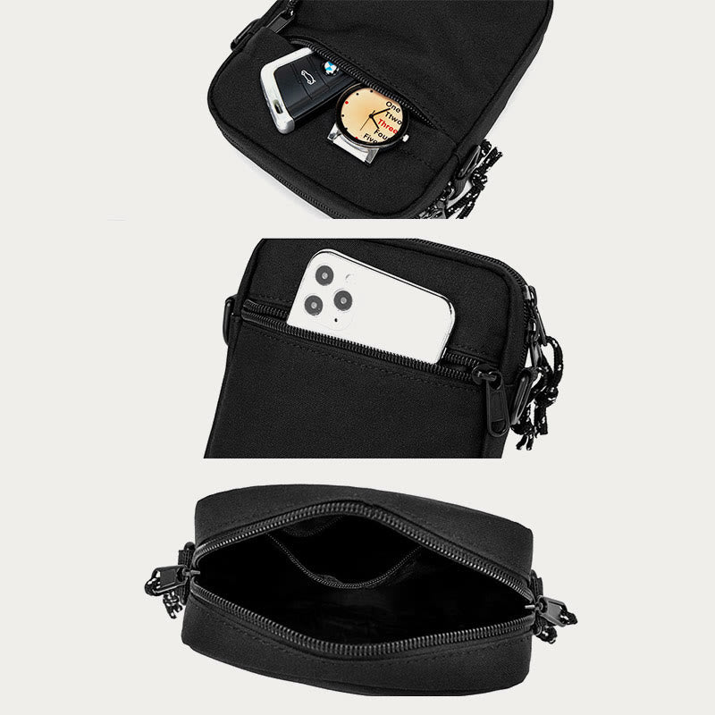 Oxford-Telefontasche für Herren, leichte Umhängetasche in Volltonfarbe
