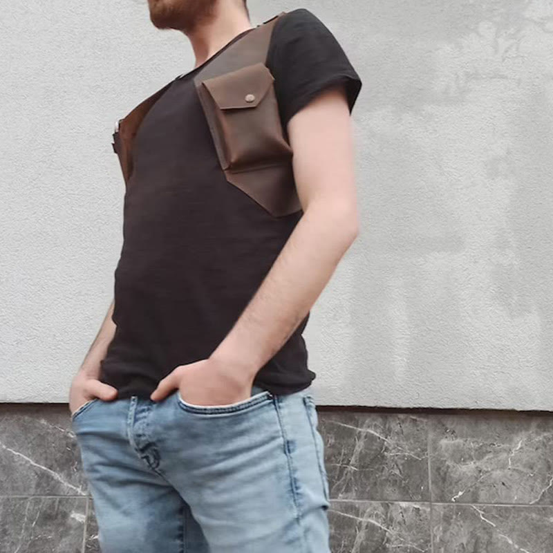Outdoor Weste Geldbörse Damen Herren Unterarm Leder Achseltasche