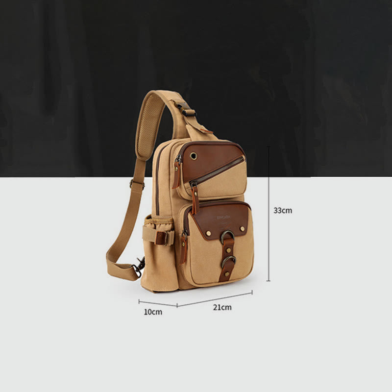 Schultertasche für Herren im Retro-Design, leichte Umhängetasche aus Canvas