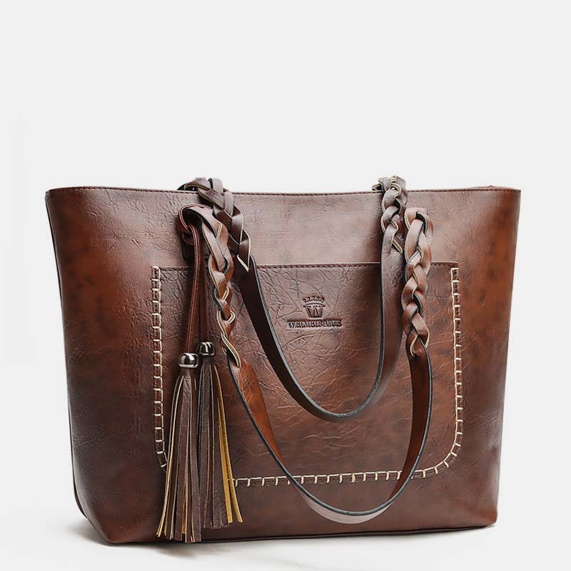 Große Kapazität Business Büro Handtasche Damen weiche PU Quaste Tote Schultertasche
