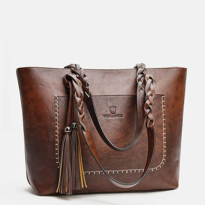 Große Kapazität Business Büro Handtasche Damen weiche PU Quaste Tote Schultertasche